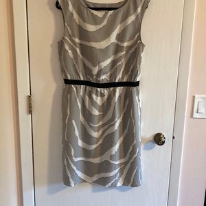LOFT outlet zebra print dress.  Size large. Gray, black & white.